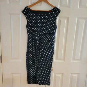 Connected Apparel Blue & White Polka Dot Dress Size‎ 10